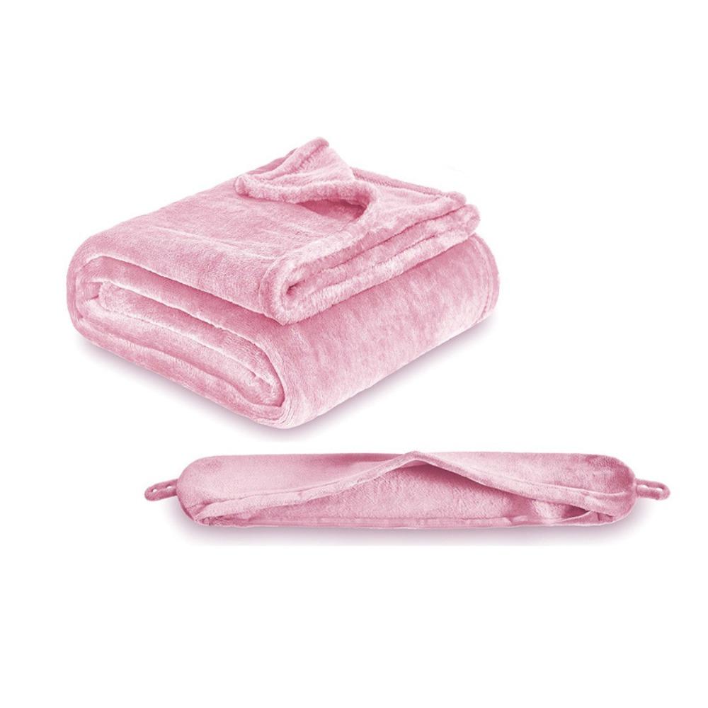 2 in 1 U-shaped Pillow and Blanket Flannel Space-saving Travel Pillow and Blanket Set Folding Solid Color Throw Blanket