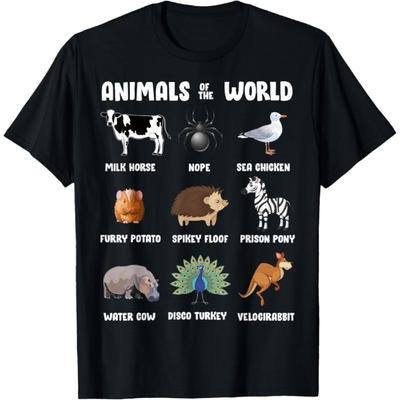 Zwierzęta Świata Koszulka na Prezent Zabawne Rzadkie Zwierzęta Memy T-Shirt(1)