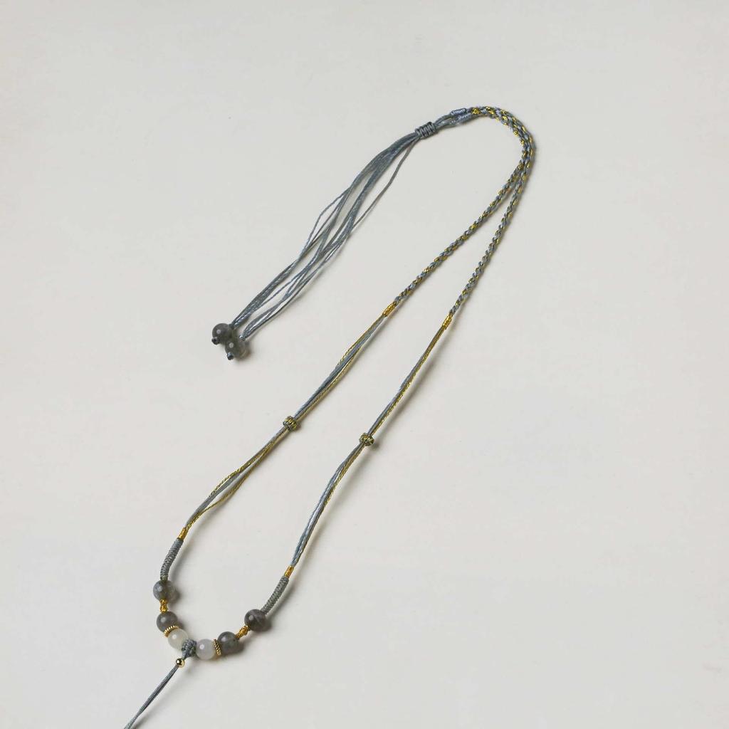 Hand-Woven Red Agate Jadeite Pendant Necklace Lanyard