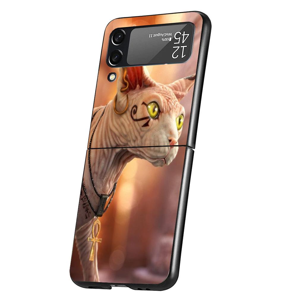 Lavaza Sphynx Sphinx Cat Cover Phone Case For Samsung Galaxy Z Flip 7 6 5 4 3 5G Flip7 Flip6 Flip5 Flip4 Flip3 Black Fundas Shel