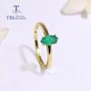 Natural Simple Gemstone Ring Mq 4*8mm Green Agate 18k Gold Over 925 Sterling Silver Fine Jewelry for Girls Daily Wear Nice Gift