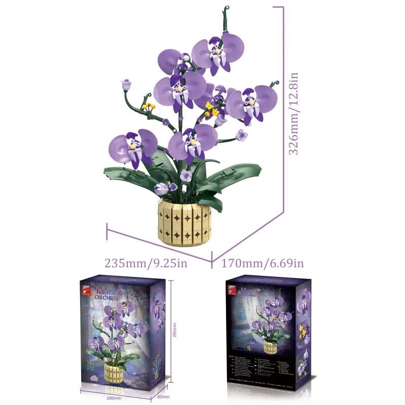 Ungiftige 832 Teile Phalaenopsis Orchidee Bausteine Konservierte Blume Vase Steine Heimdeko Ornament Kinder DIY Spielzeug Romantische Feiertagsgeschenke