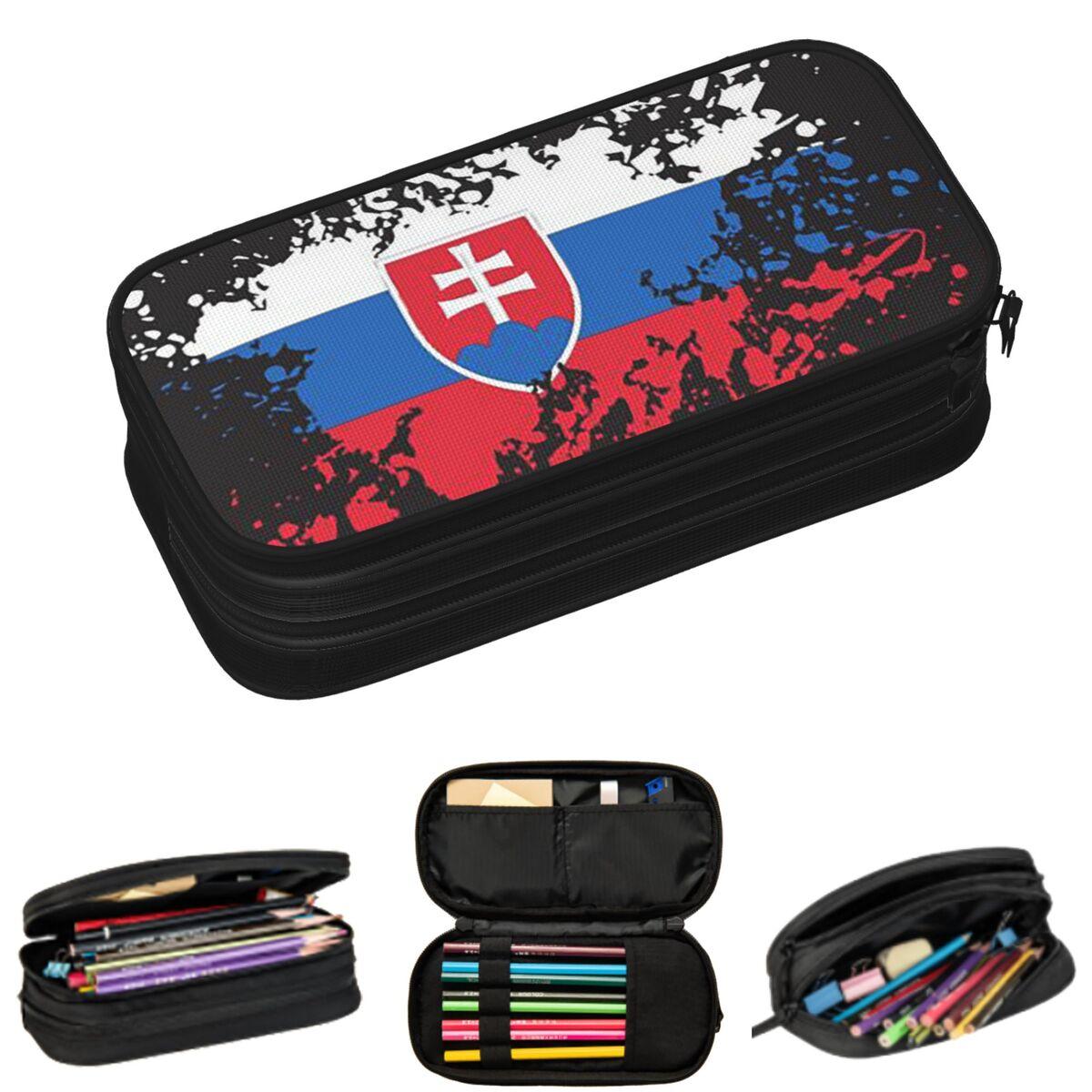 Flagge der Slowakei Slowakische Republik Federmäppchen für Schüler Schulsipperetui Stiftebeutel Große Kapazität Stifteetui 21x10.5x5cm blue