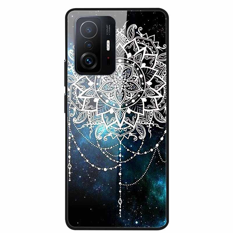 For Xiaomi 11T Pro Glass Case Hard Tempered Glass PC Cover Phone Case For Xiaomi Mi 11T 11 T Pro Shockproof Cartoon Funda Coque