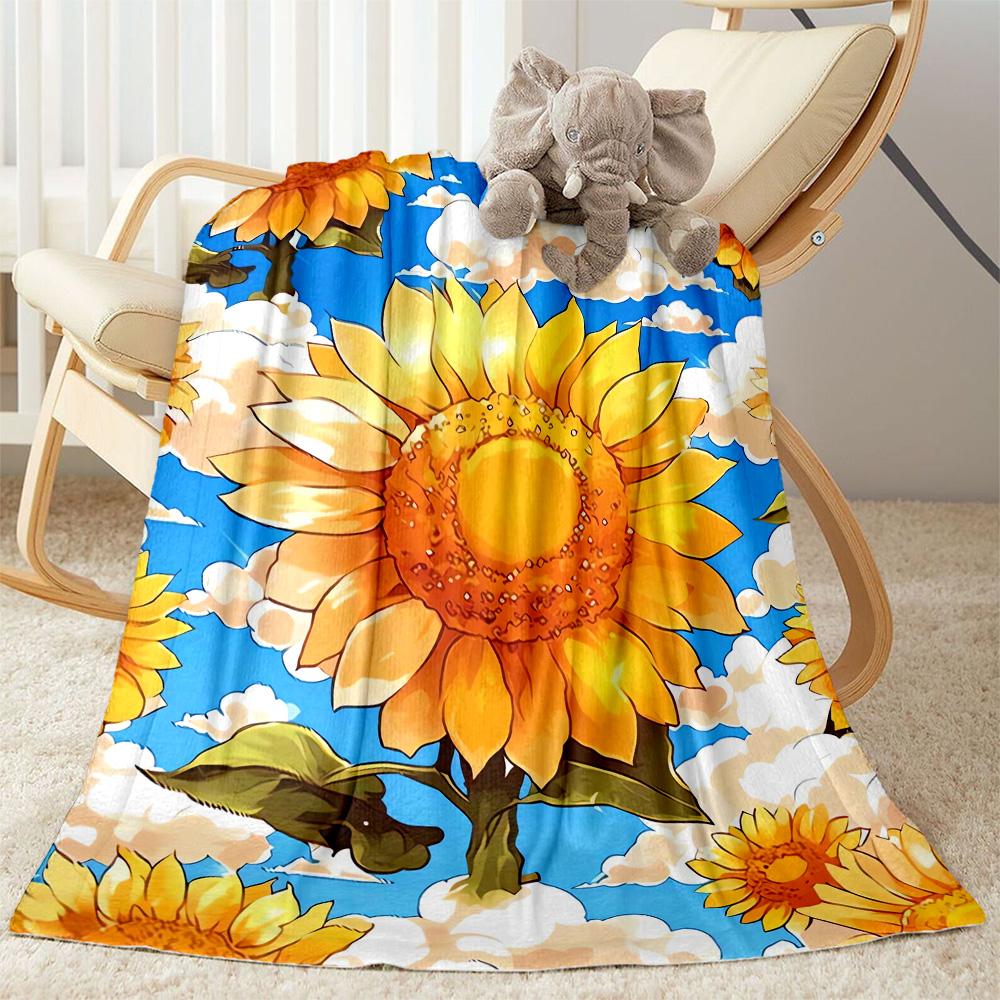 1pc Sunflower Pattern Blanket Comfortable Soft Lightweight Perfect for Travel Camping Picnics Sofa Office Bed Living Room Ideal Gift for Friends