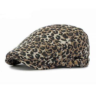 Fashion YK2 Style Newsboy Caps Retro Leopard Print Flat Peaked Cap Women Painter Beret Hats