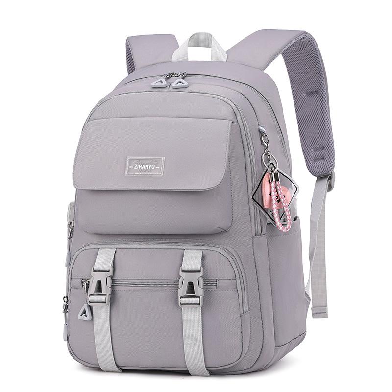 

Однотонный рюкзак для девочек-подростков, большой вместимости, школьная сумка для начальной школы, подходит для 3-6 классов, рюкзаки с защитой позвоночника серый