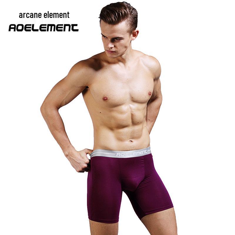 Aokuansu Men's Long Sport Boxer Briefs - Anti-Friction, Plus Size, For Running