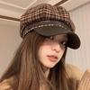 Flat Top Beret For Women Retro Versatile Newsboy Cap British Octagonal Hat
