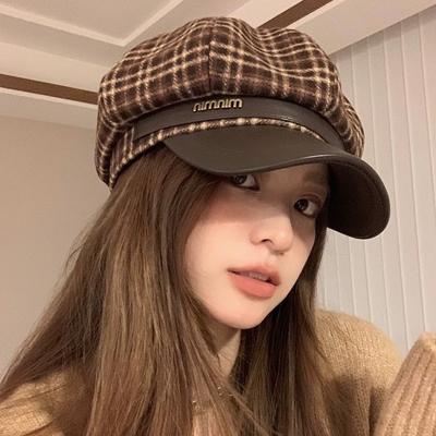Plochý baret pro ženy Retro Všestranná kšiltovka britský osmihranný klobouk
