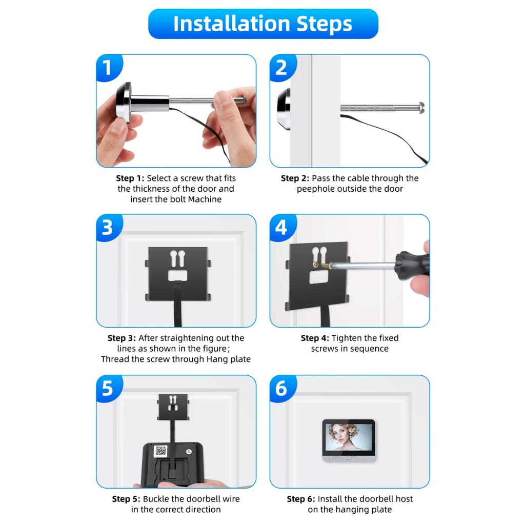 Camluxy Smart Tuya WiFi Door Camera 4.3 Inch 1080P Eye Peephole DoorBell 5000mAh PIR Motion Alarm Alexa Digital Door Viewer