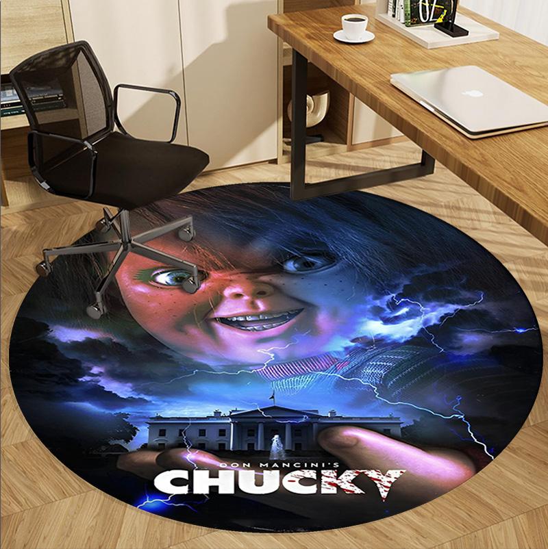 Chucky Pattern Round Rug, Indoor/Outdoor Mat, for Picnic, Gameroom, Bedroom, Office, Living Room, Home Decor Carpet, Birthday Gift