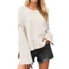 Women's Solid Color Round Neck Bell Sleeve Pullover Knitwear Fashion Short Sweater