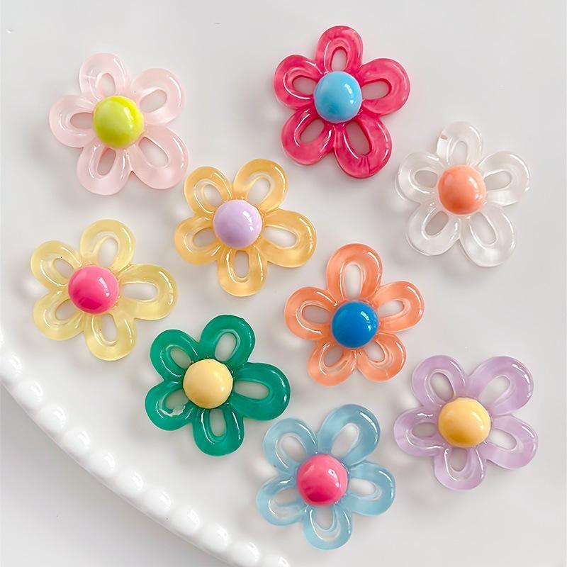 Handmade Resin Accessories: Five-Petal Flower Phone Case, Clogs, Magnet, Keychain & Hair Clip