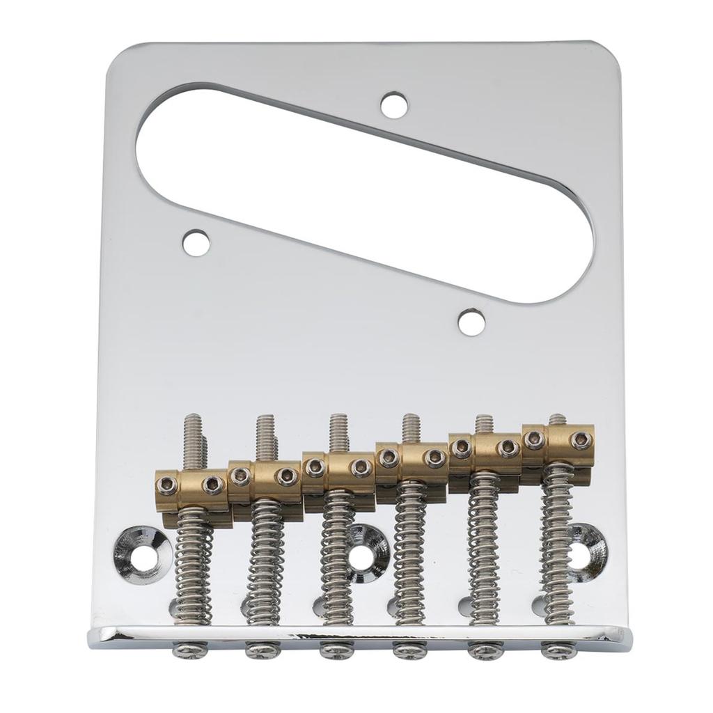 Musiclily Pro 10.8mm Modern Style Telecaster Bridge with Brass 6-Way Saddles for Telecaster-Style Electric Guitars, Chrome