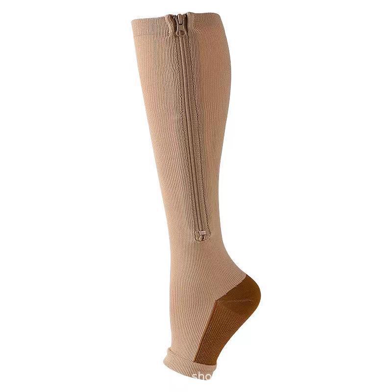 Elastic Compression Zipper Socks - Unisex Sports, Sweat-Absorbent, Beautiful Leg-Shaping Socks