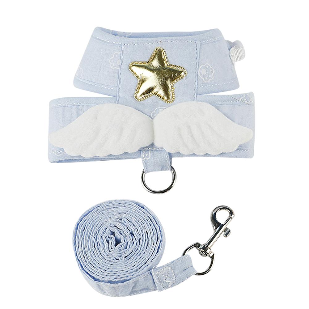 

Angel Wing Cat Harness and Leash Set, Adjustable Kitten Vest Harness for Walking, Escape-Proof Soft Mesh Breathable also Puppy (blue,XL) синій
