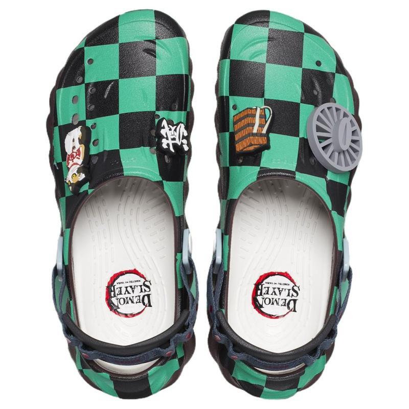 Demon Slayer X Crocs Non-slip and Wear-resistant Hole Shoes for Men and Women In Green and Black