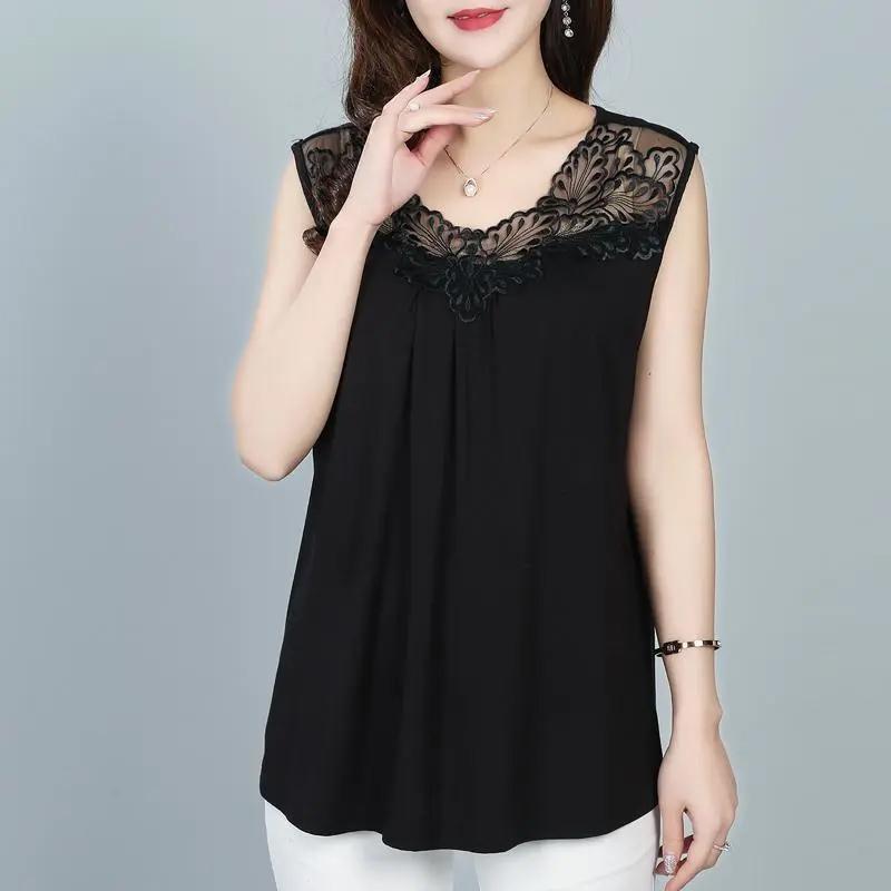 

Жилет большого размера, женская майка без рукавов, винтажный свободный кружевной жилет-скелет, повседневный жилет с V-образным вырезом и подтяжками, шаль XXXXXL чёрный