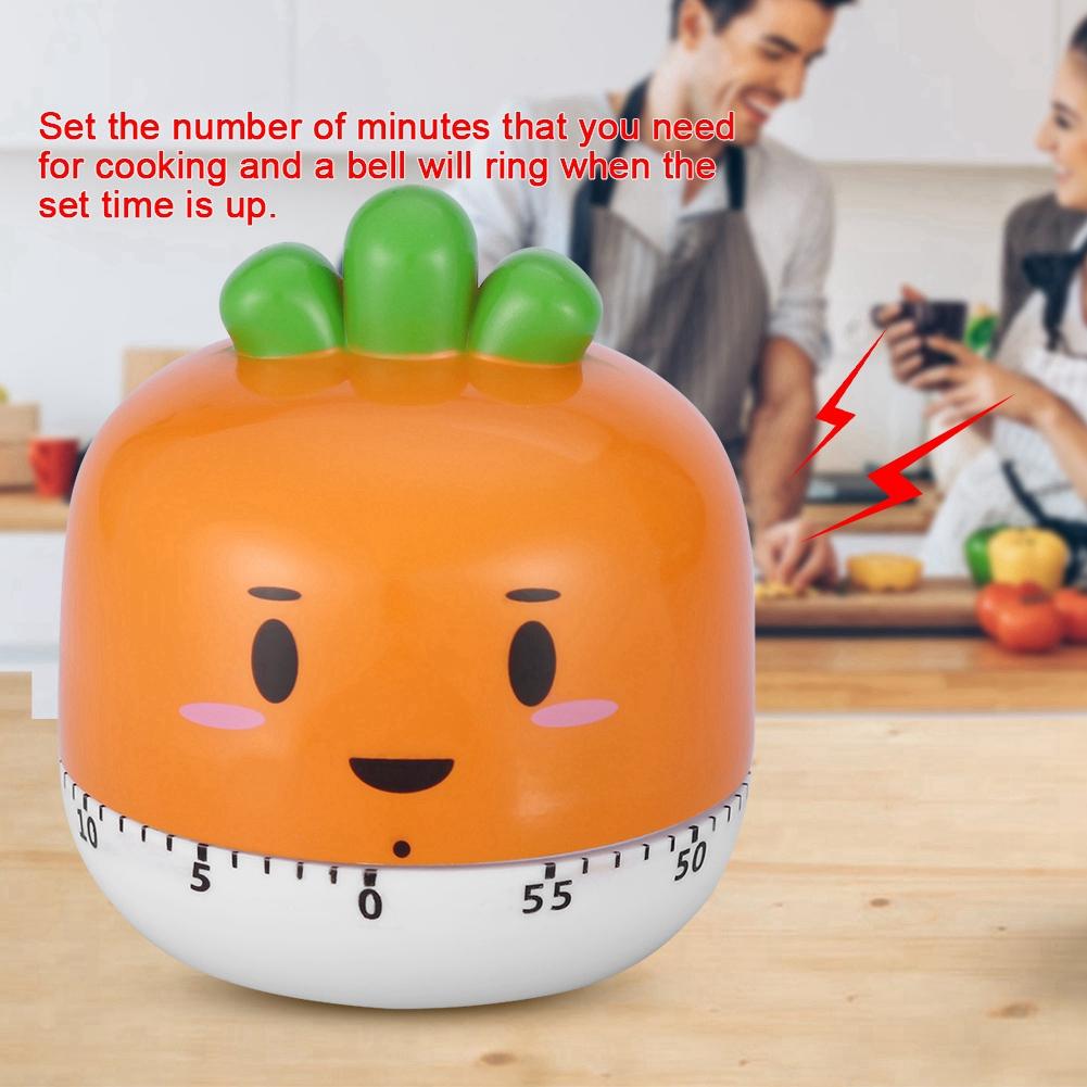 Mechanical Cooking Timer Manual Vegetables Shape Counters for Kitchen Timing Tool(Orange)
