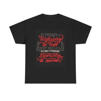 Highway To Hell Graphic T Shirt Funny Led Zeppelin Unisex Heavy Cotton Tee