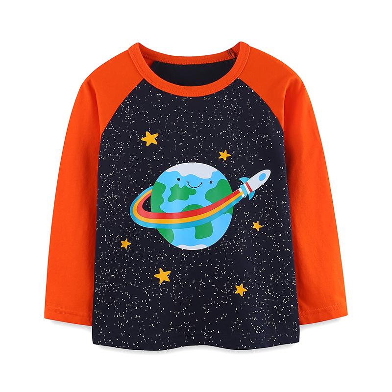 European Style Autumn Cotton Boys Long Sleeve Sportswear with Planet Print 4Y