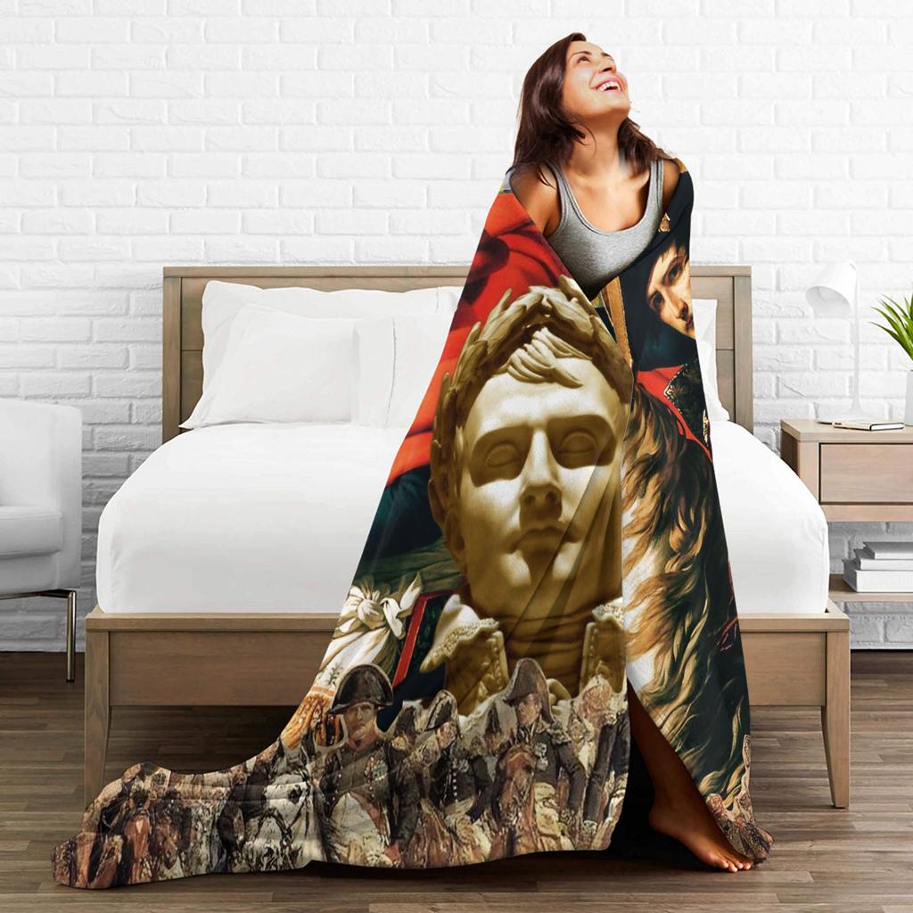Napoleon Bonaparte Crossing the Alps Fleece Throw Fashion Blanket Art for Home Knitted Fashion Blanket Car Lightweight Multifunction