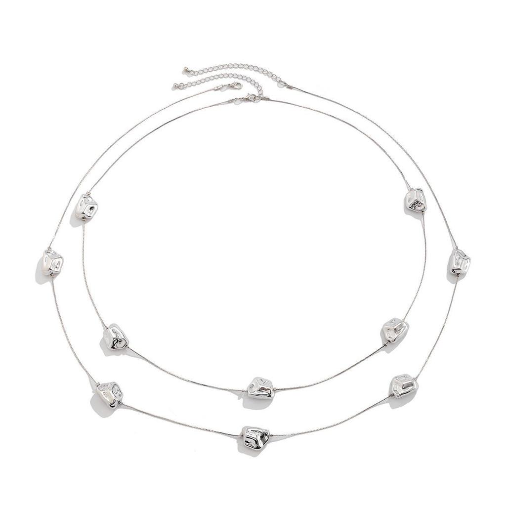 Bijuterii multistrat europene și americane: Set de colier cu lanț de aur neregulat din 2 bucăți