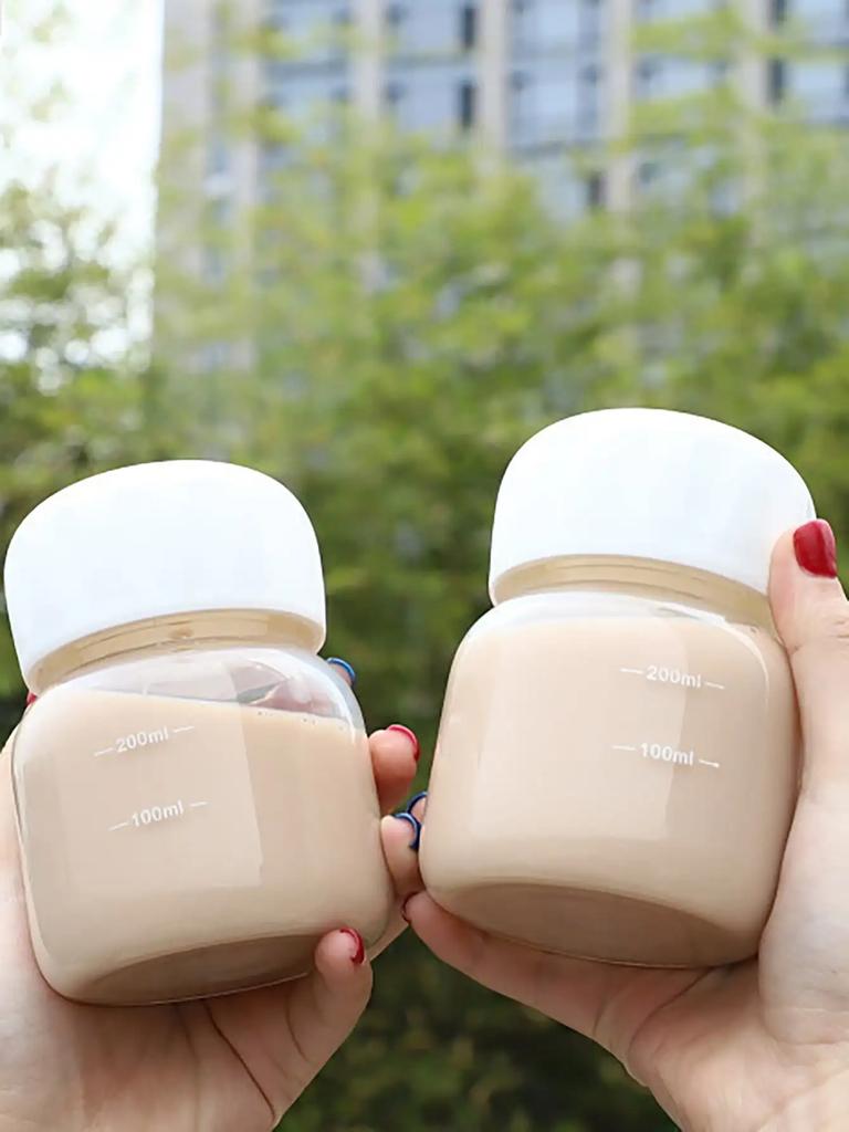 1 Stück Kleine Wasserflasche Transparent Tragbar Kaffee Tee Saft Milchflasche Tragbar Klein Reise Kunststoff-Wasserflasche 250ml