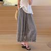 Lace Plaid Wide-leg Pants Women's Summer Thin New High-waisted Loose and Thin Nine-point Lantern Casual Pants