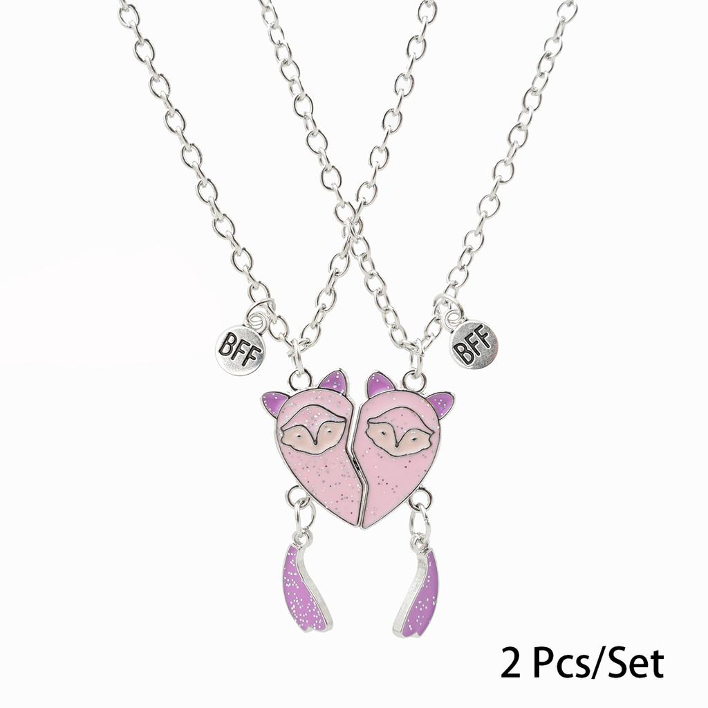 2 Stück/Set Beste Freunde Anhänger Halskette Für Frau Magnetisch Verstellbar Regenbogen Gänseblümchen Liebhaber Zerbrochenes Herz Kette BFF Schmuck Geschenke