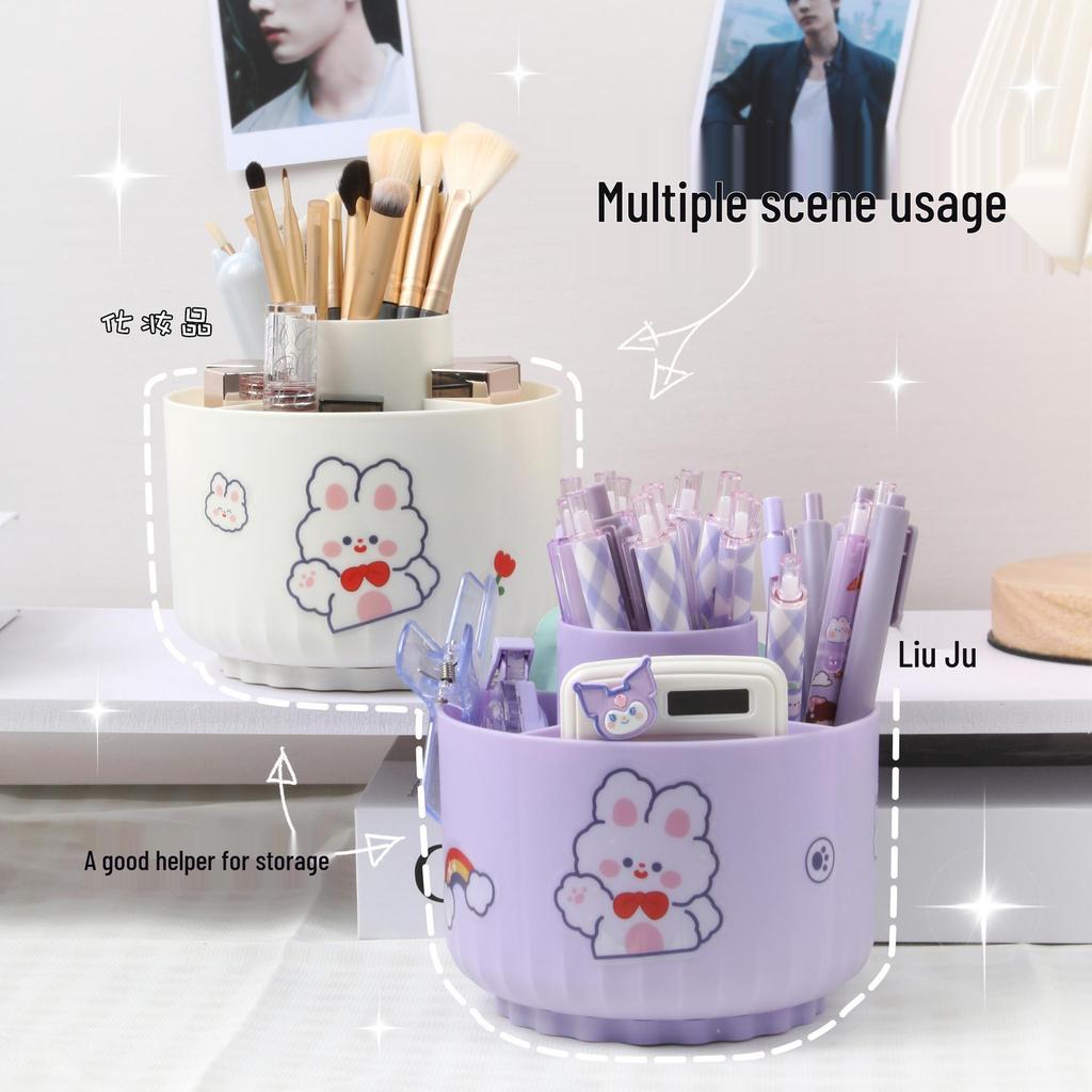 Chic Rotating Pen & Makeup Brush Holder for Students
