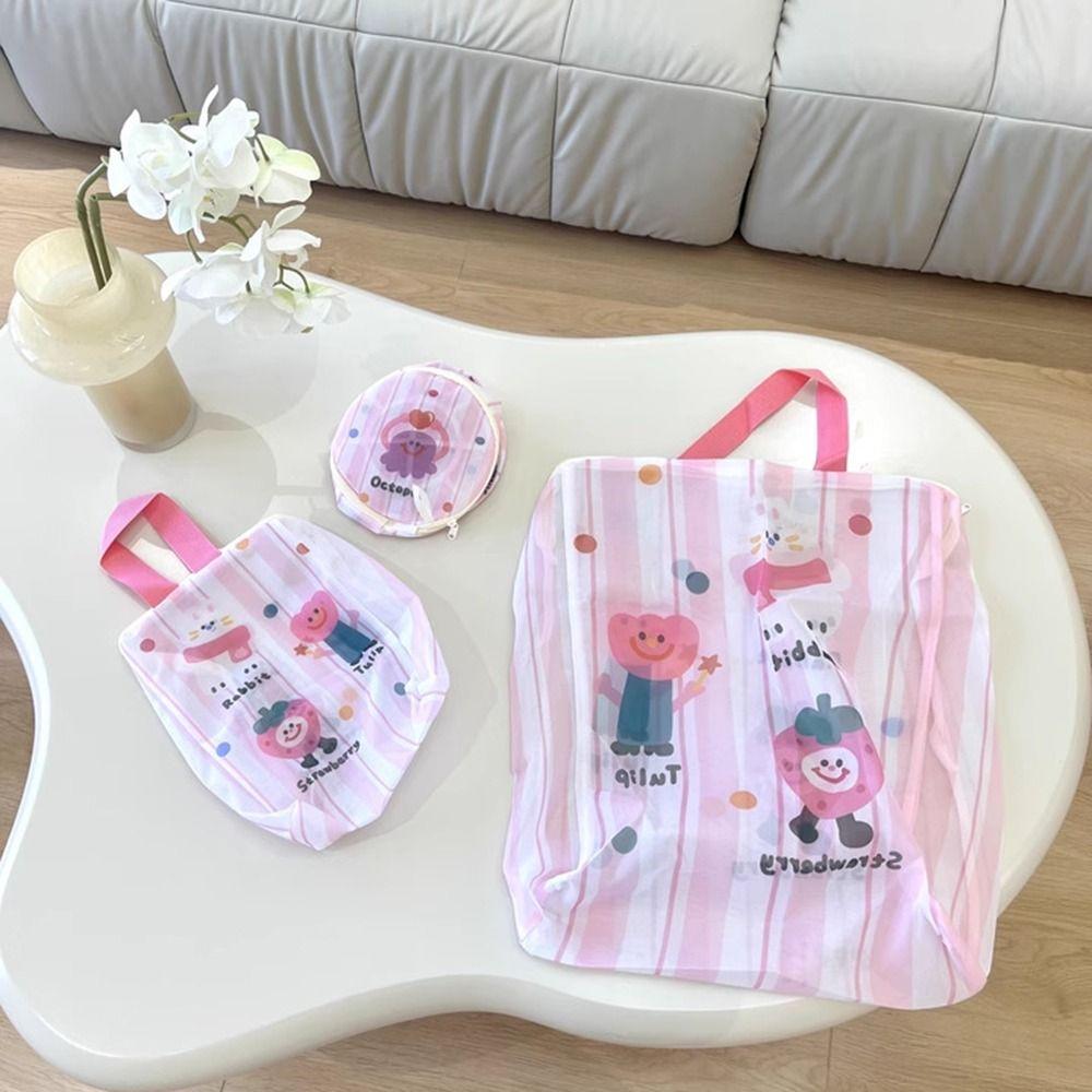4Pcs Auto-lock Zipper Mesh Laundry Bags Set Cute Travel Clothes Organizer Lingerie Wash Bags  Blouse