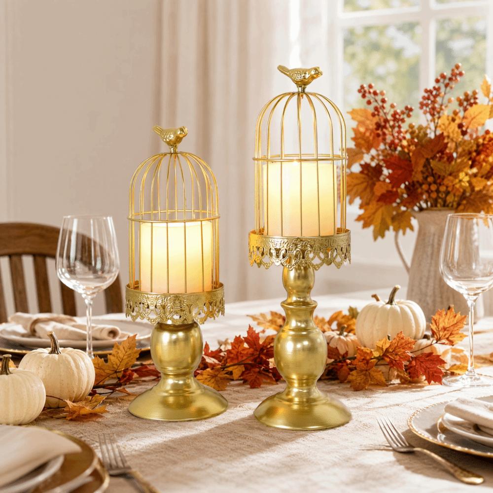Vintage Birdcage Candle Holder Iron Plant Saucer Tabletop Ornament Aromatherapy Candle Stand Xmas