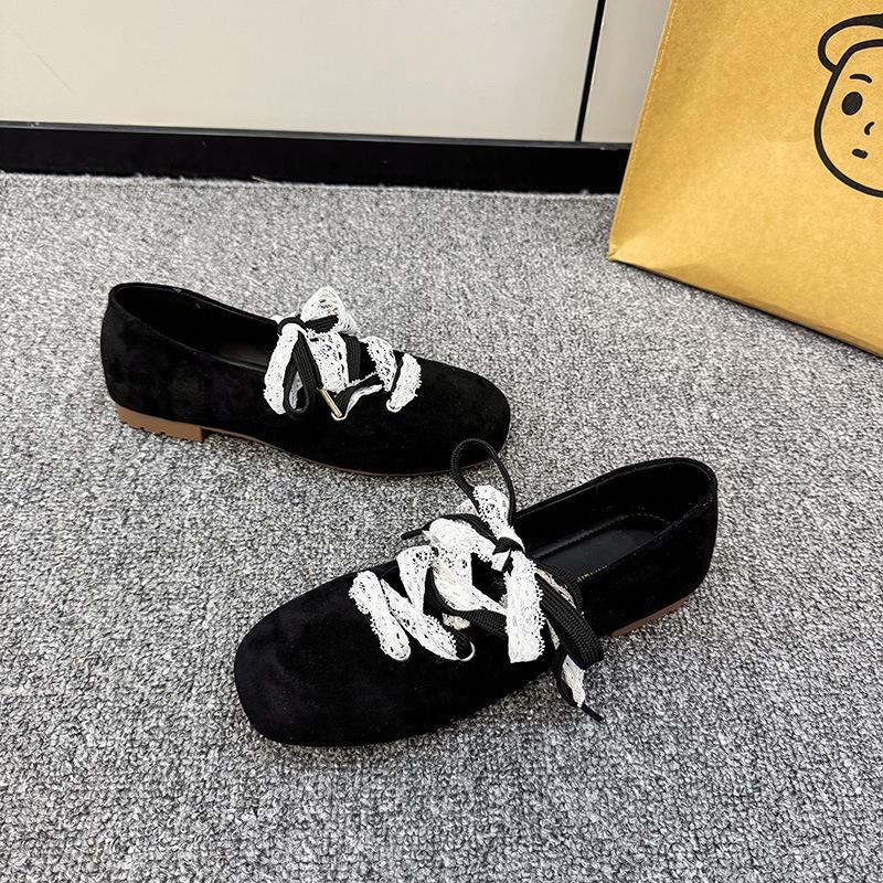 Square Head Retro Design Single Shoes Female 2025 Spring New Fairy Style Ballet Evening Shoes Korean Version Mary Jane Shoes