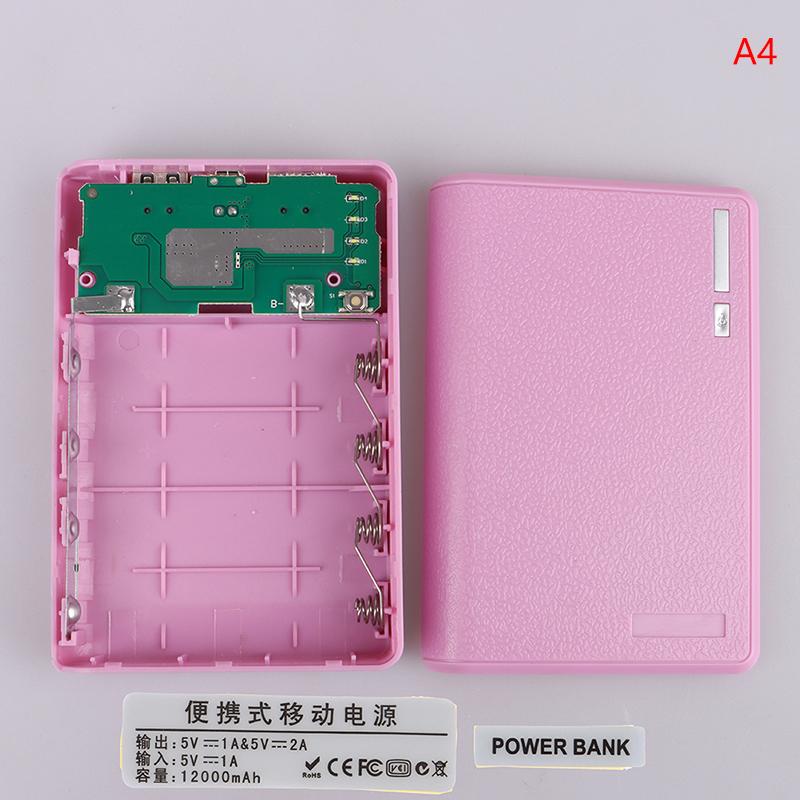 4*18650 Battery Holder 5V Dual Usb Power Bank Battery Box Solderless Mobile Power Kit Diy Shell Case Charging Storage Case