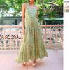 Wind Sweet Temperament Printed Sleeveless Neck Dress Female Sexy Big Halter A Word Long Dress