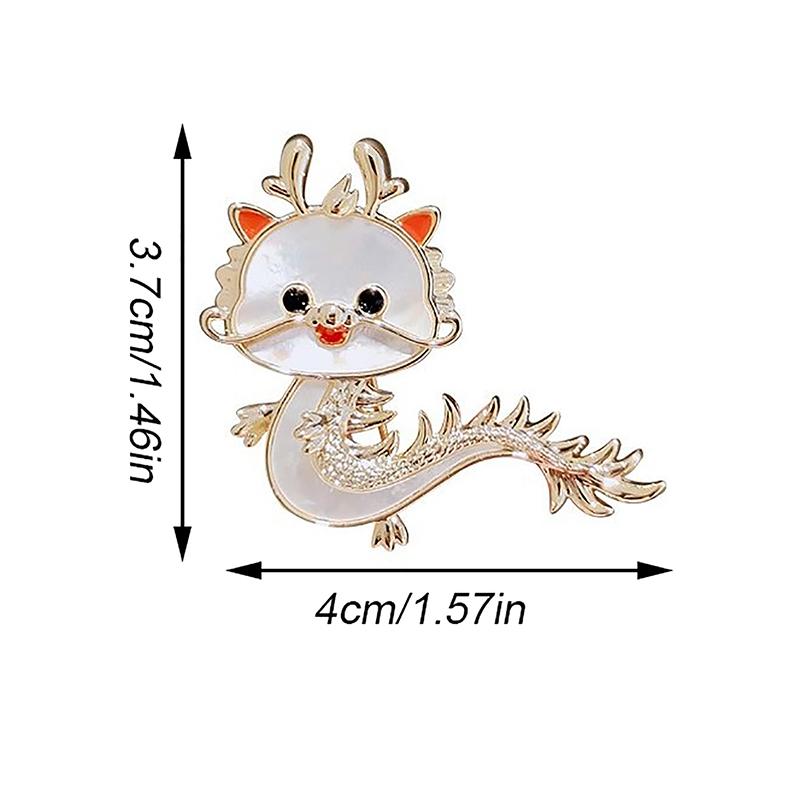 Cartoon Imitation Shell Dragon Brooch For Women Chinese Zodiac Dragon Badge Cute Animal Pins Clothing Accessories Jewelry Gift