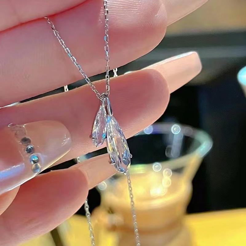 

S925 Серебряный Циркон Капля Воды Простое Универсальное Модное Ожерелье Женские Дизайнерские Аксессуары 925