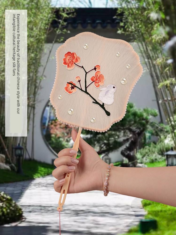 Handmade Silk Fan DIY Material Kit, Complete Set of Semi-Finished Products, Decorative Accessories, Embroidery, Intangible Cultural Heritage