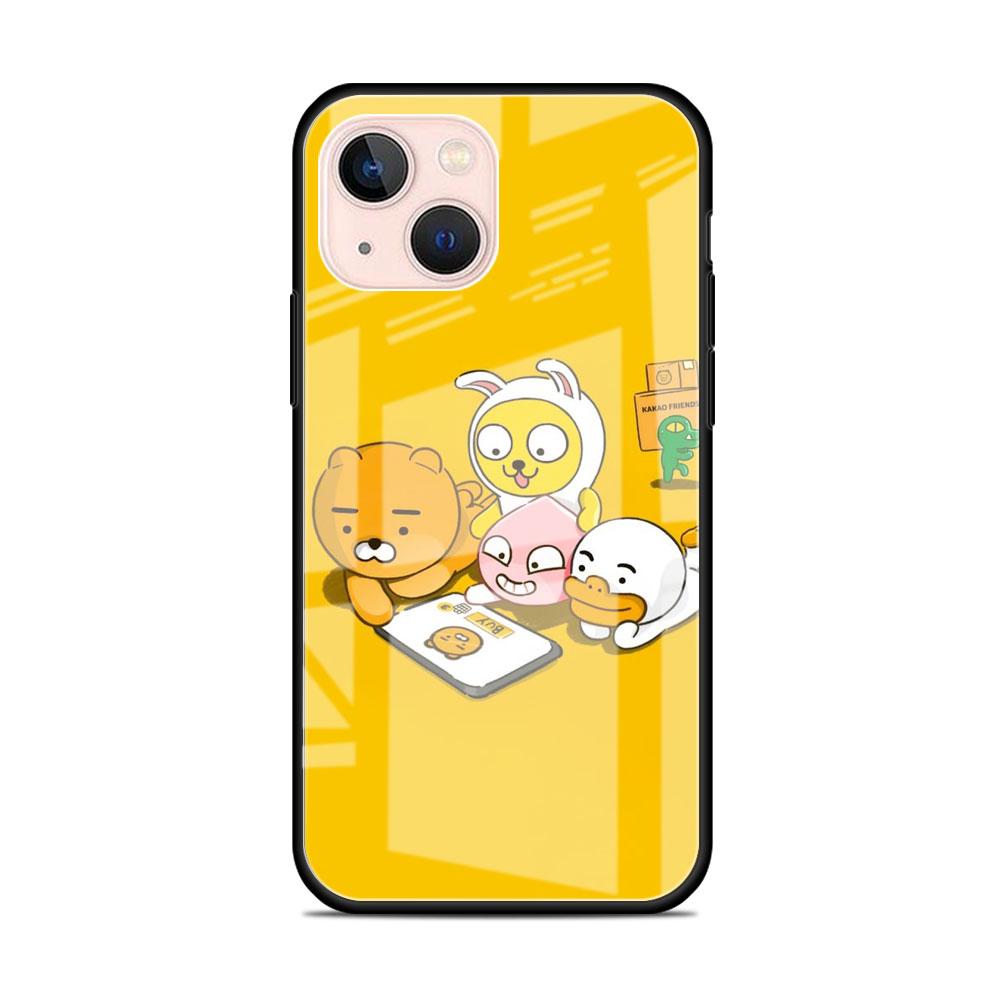 

Стеклянный чехол для Apple iPhone 14 13 Pro 11 12 7 8 Plus SE 2022 XR X XS Max 6 6S закаленный чехол для телефона Kakao Friends iPhone 6 6S