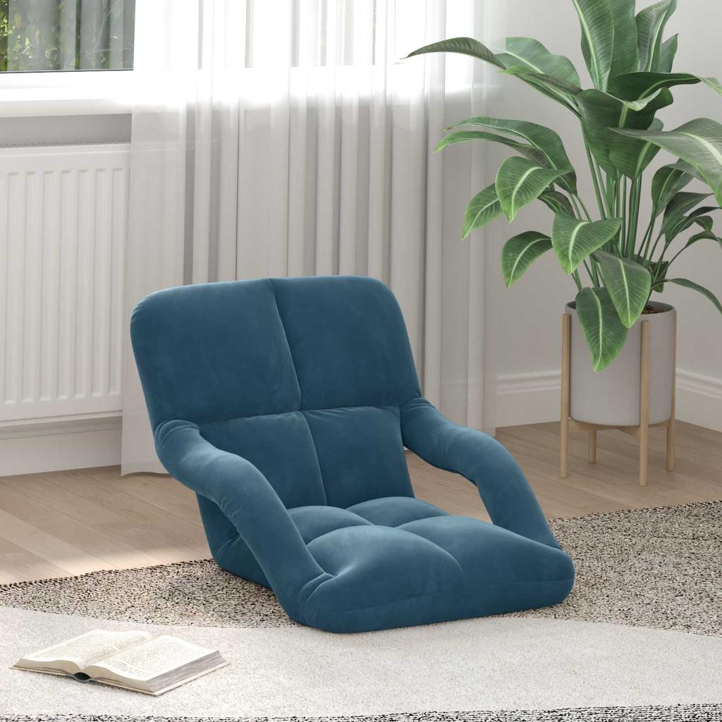 Adjustable Floor Chair Blue Velvet