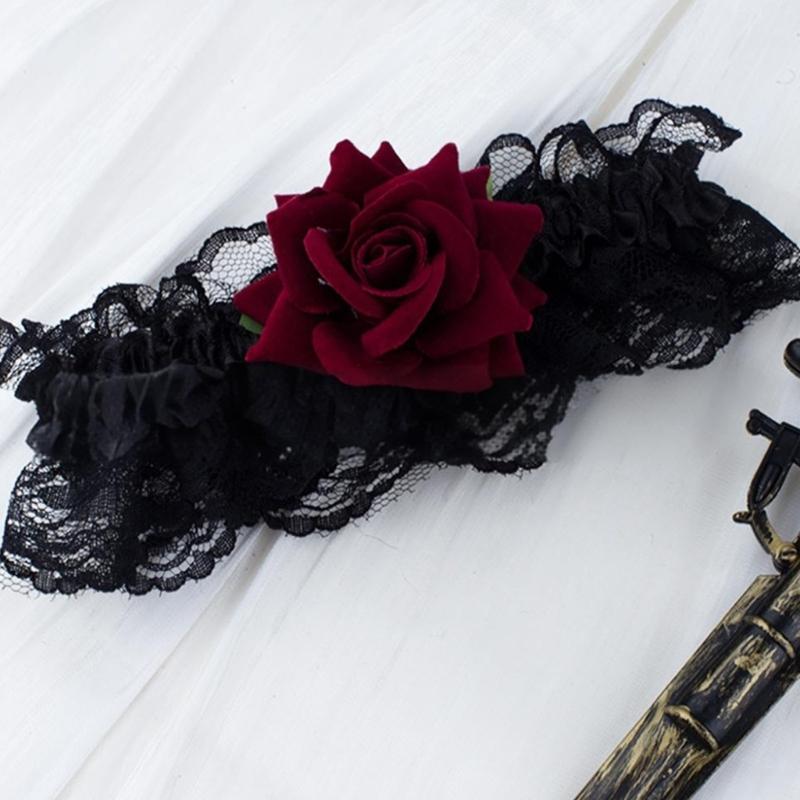 Halloween Flower Garter with Pirate Daggers Leg Rings Swords Leg Holsters for Women Halloween Pirate Dressing Up Props