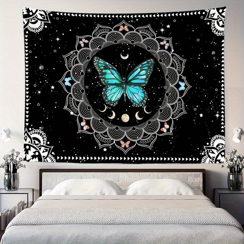 VIKAMA Ins Black White And Blue ColourBlocked Butterfly Tapestry Artistic Decorative Tapestry For The Living Room Or Bedroom