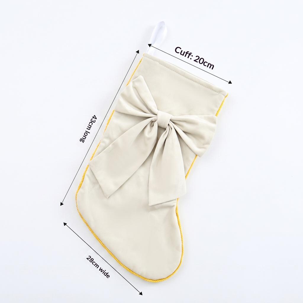 1pc Christmas Stockings, Bow Gift Bags, Christmas Fireplace Hanging Ornaments, Flannel Candy Bags
