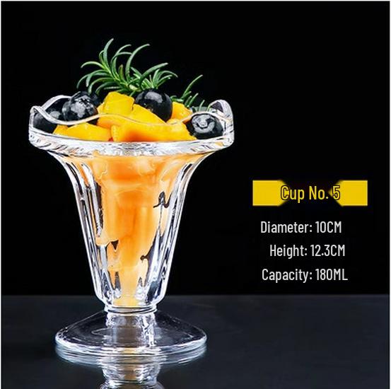 Elegant High-Foot Glass Cup for Desserts, Ice Cream, Cold Drinks, Milkshakes, Juice, and Popsicles