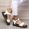 Fashion Thick Soled Sandals for Women 2025 Cross-border Sandals Roman Style Casual Flat Sandals with Buckle Strap Beach Shoes
