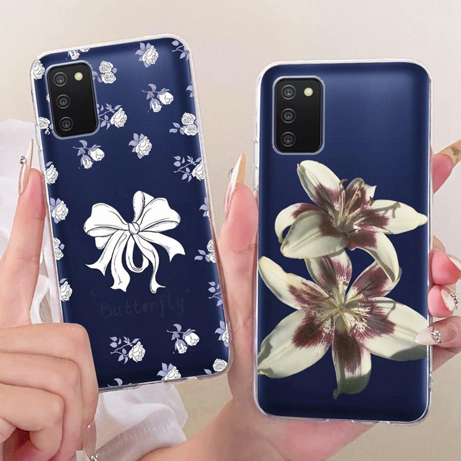 Case For Samsung Galaxy A03s A03 Core A03 Phone Cover for SamsungA03 A 03 S Soft Silicone TPU transparent Painted Flower Fundas
