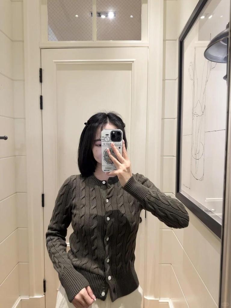 High-Quality Ralph 25 Early Autumn Cotton Cable Knit Sweater with Small Pony Embroidery - Round Neck, Long Sleeve Cardigan