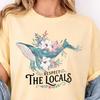 Comfort Colors Respect The Locals Shirt, Coastal Whale Shirt, Floral Ocean Tee, Beachy Sea Life Gift